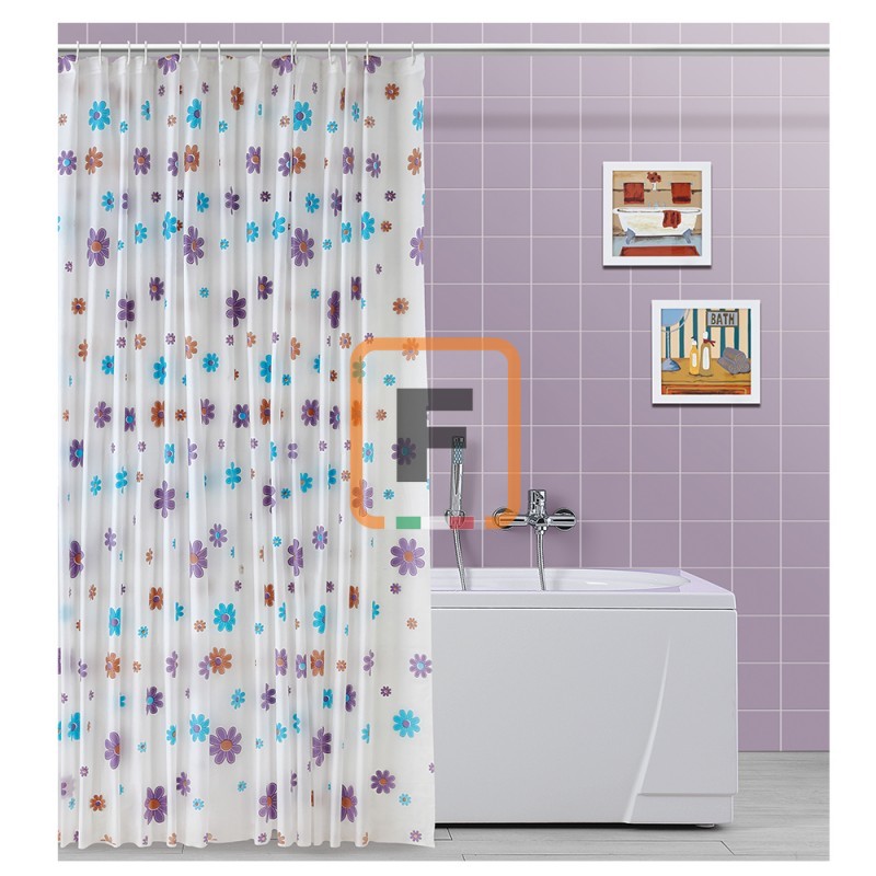 Tenda per doccia in Vinile 240 x 200h cm Decorata con Motivo Floreale -  Faidate Store